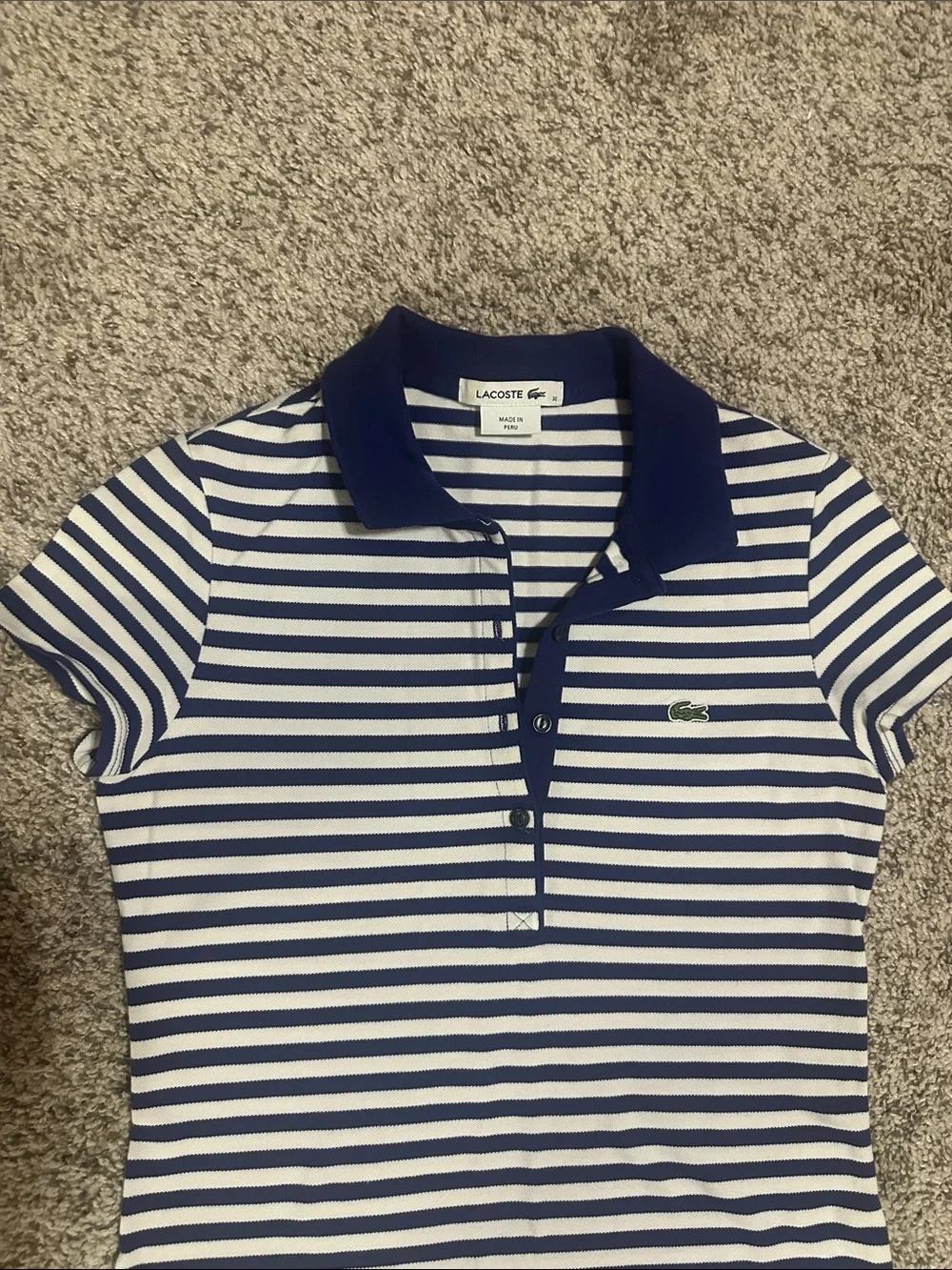 Lacoste Navy and White Striped Polo Mini Dress - Picture 2 of 4